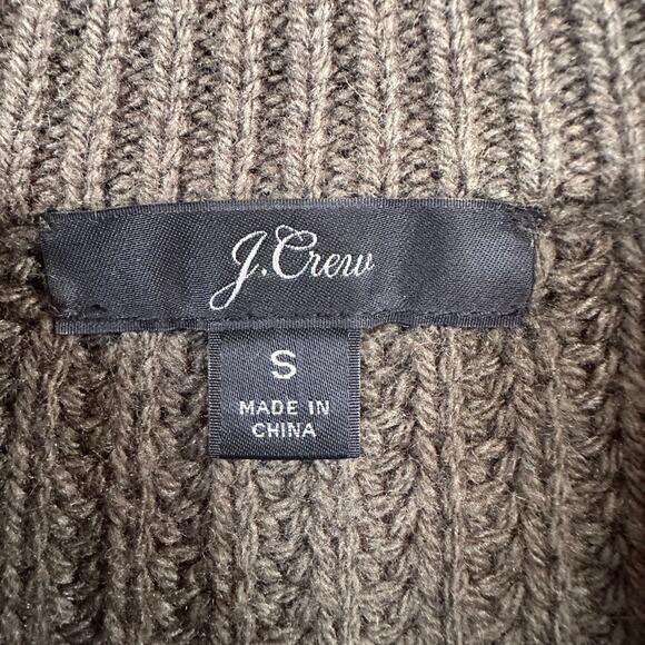 J. Crew Ezra Cable Knit Pom-Pom Crewneck Sweater Boho Grandpa Army Green S - Picture 10 of 15
